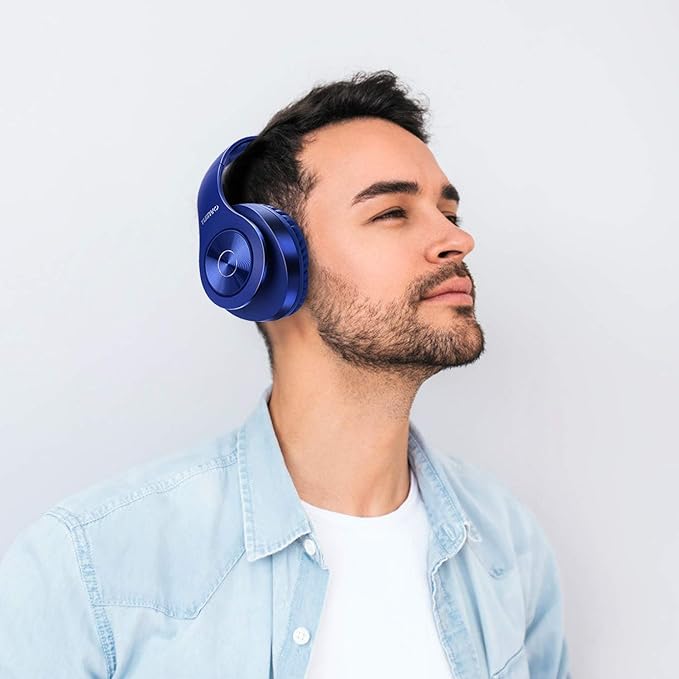 blue wireless headphones