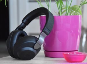 purple wireless headphones