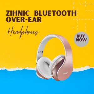 ZIHNIC Pink Bluetooth Headphones Over-Ear